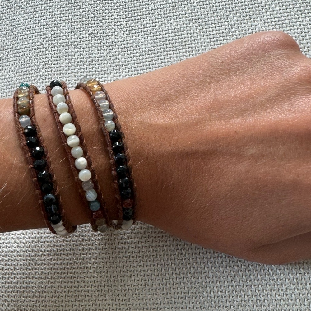 Chan Luu Multi-Bead & Leather Cord Wrap Bracelet